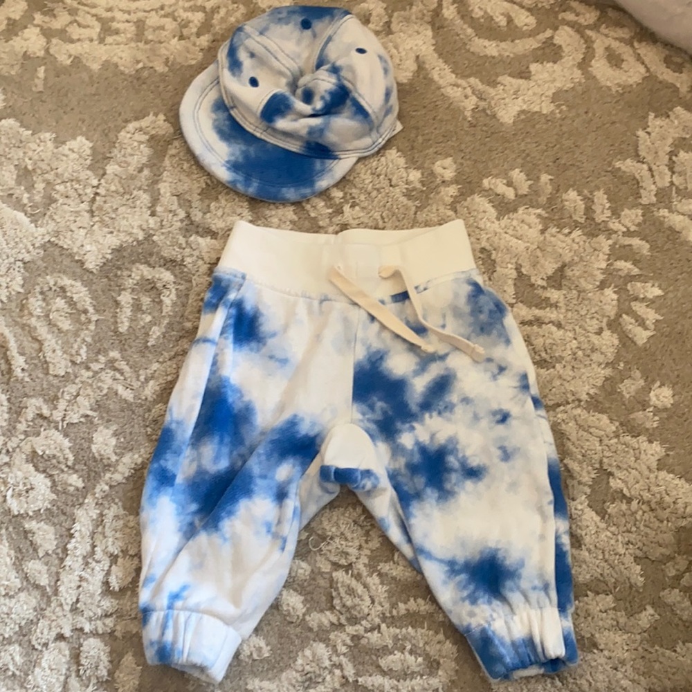 GAP kids baby boy Tie Dye pants & hat sold as set